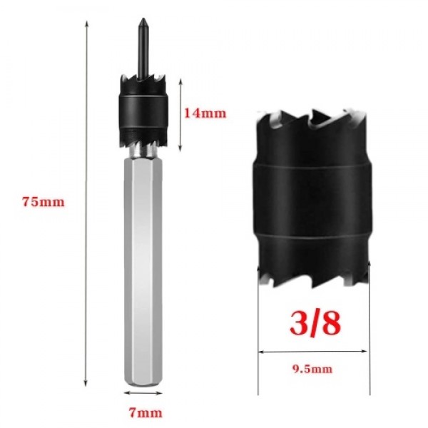 9PCS HSS Spot Welding Drill Set Spot Weld Cutter Drill Bit 8mm Twist Drill 3/8 Spot-welding Drill Center Drill Hole Saw Hexagon 