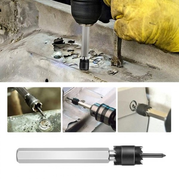 9PCS HSS Spot Welding Drill Set Spot Weld Cutter Drill Bit 8mm Twist Drill 3/8 Spot-welding Drill Center Drill Hole Saw Hexagon 