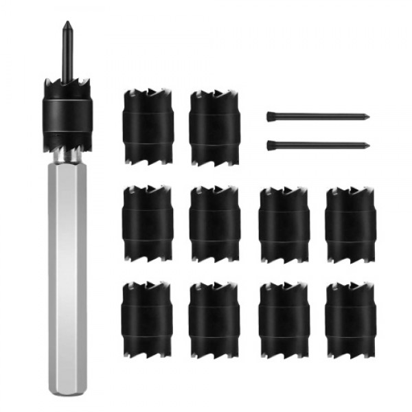 9PCS HSS Spot Welding Drill Set Spot Weld Cutter Drill Bit 8mm Twist Drill 3/8 Spot-welding Drill Center Drill Hole Saw Hexagon 