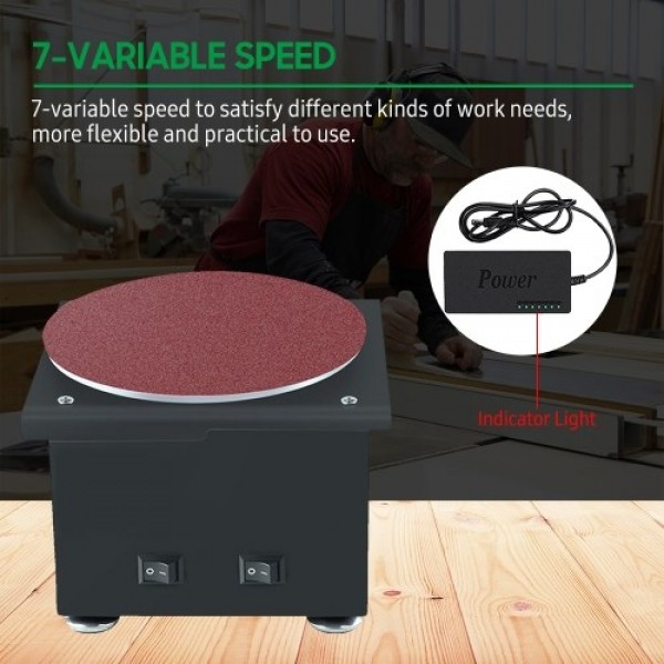 Mini Bench Disc Sander and Sanding Roller Electric Edge Sharpener 7 Variable Speed 10 Sanding Discs 6 Sanding Bands DIY Benchtop