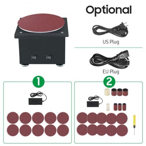 Mini Bench Disc Sander and Sanding Roller Electric Edge Sharpener 7 Variable Speed 10 Sanding Discs 6 Sanding Bands DIY Benchtop