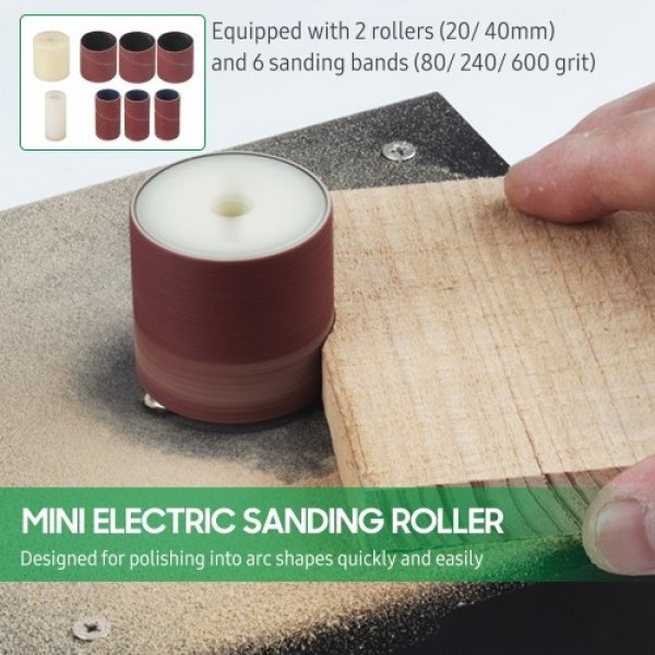 Mini Bench Disc Sander and Sanding Roller Electric Edge Sharpener 7 Variable Speed 10 Sanding Discs 6 Sanding Bands DIY Benchtop