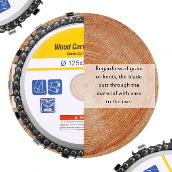 5 Inch 14 Teeth Grinder Chain Disc 22mm Arbor Woodworking Carving Disc for 125mm Angle Grinder and Circular Saw