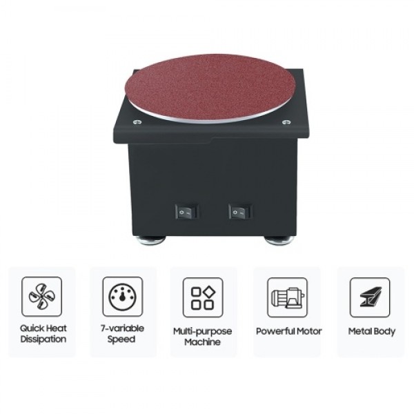 Mini Bench Disc Sander and Sanding Roller Electric Edge Sharpener 7 Variable Speed 10 Sanding Discs 6 Sanding Bands DIY Benchtop