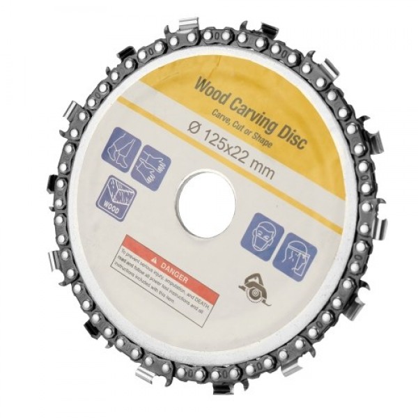 5 Inch 14 Teeth Grinder Chain Disc 22mm Arbor Woodworking Carving Disc for 125mm Angle Grinder and Circular Saw