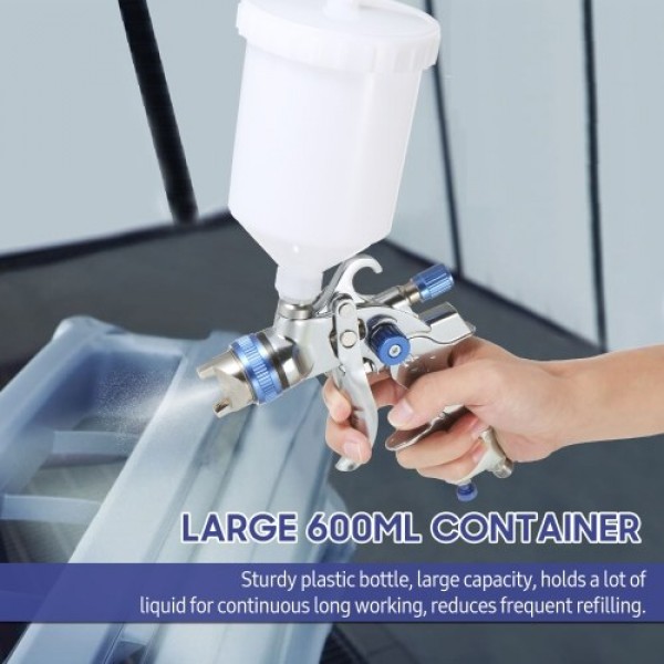 Gravity Feed Air Spray Gun HVLP Sprayer Paint Gun with 600ML Cup 1.4mm Nozzle for Painting Car Furniture Wall