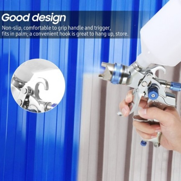 Gravity Feed Air Spray Gun HVLP Sprayer Paint Gun with 600ML Cup 1.4mm Nozzle for Painting Car Furniture Wall