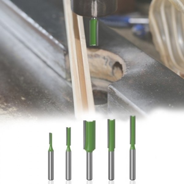 7PCS Router Bits Set 6.35mm (1/4 Inch) Shank 3 4 5 6 8 10 12mm Blade Diameter Double Flute Straight Bit for Woodworking Milling 