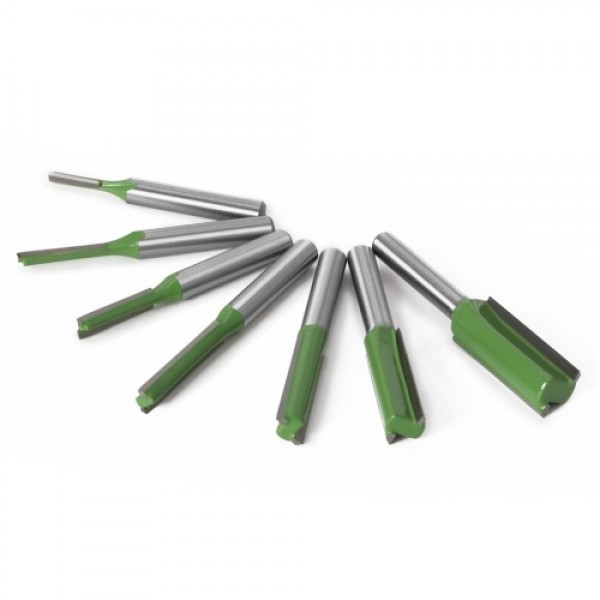 7PCS Router Bits Set 6.35mm (1/4 Inch) Shank 3 4 5 6 8 10 12mm Blade Diameter Double Flute Straight Bit for Woodworking Milling 