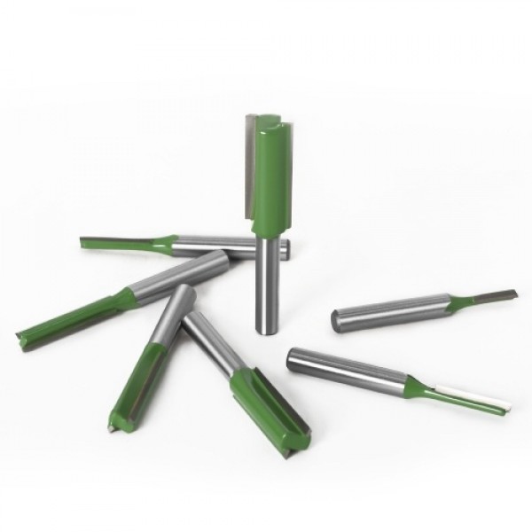 7PCS Router Bits Set 6.35mm (1/4 Inch) Shank 3 4 5 6 8 10 12mm Blade Diameter Double Flute Straight Bit for Woodworking Milling 