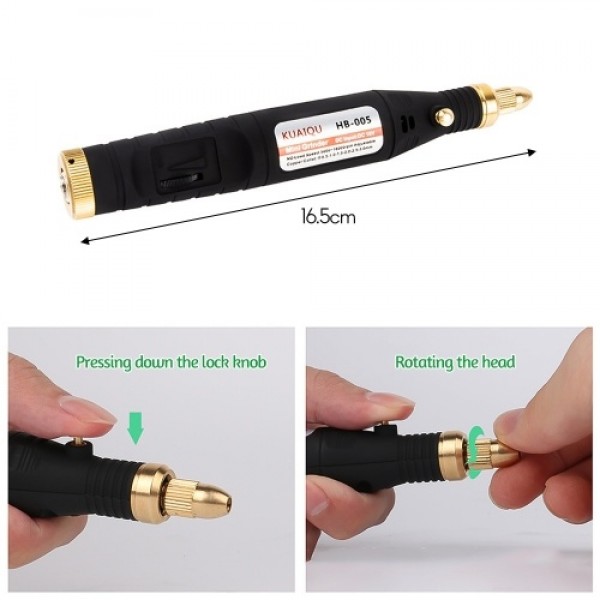 Electric Rotary Tool Kit Handheld Mini Grinder 5000-18000RPM Adjustable Speed with 15pcs Accessories for Small Objects Crafting 