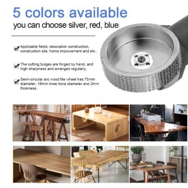 75mm Diameter 16mm Bore Semi-circular Arc Wood Fil...