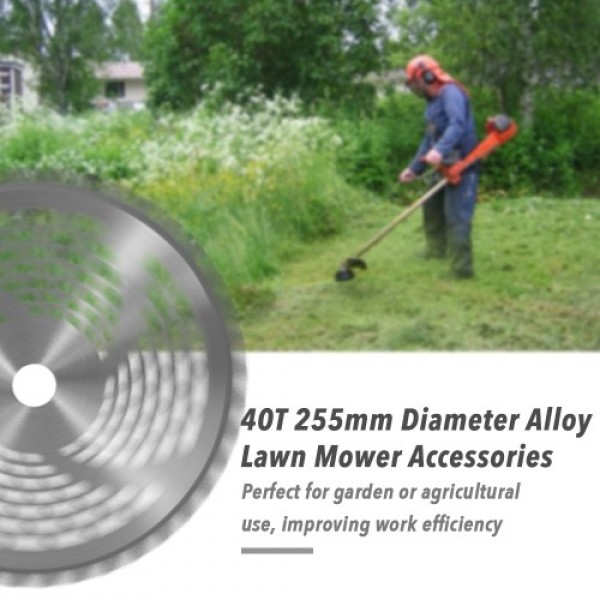 40T 255mm Diameter Alloy Lawn Mower Brush Cutter Blade Mower Accessories Tool