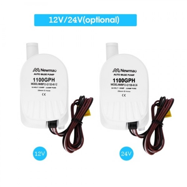 1100 GPH Automatic Bilge Pump 24V DC Submersible Water Pump RV Boat Marine Pump with 1-1/8 Inches Outlet (29mm)  for Removing Bi