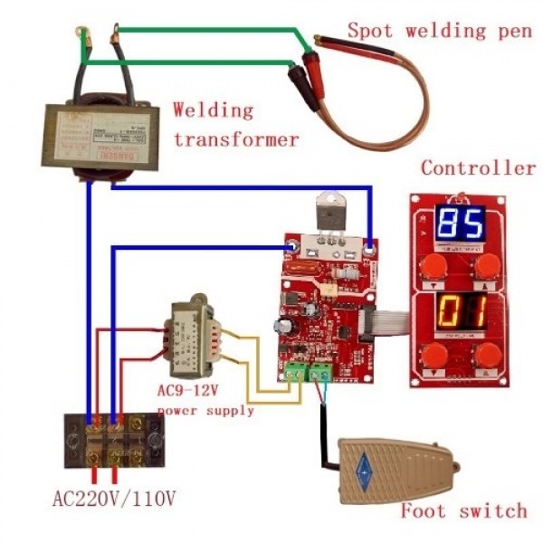 NY-D04 Dual Displays Spot Welding Machine Transformer Controller Control Panel Board Time Current Adjustable 100A/40A Optional