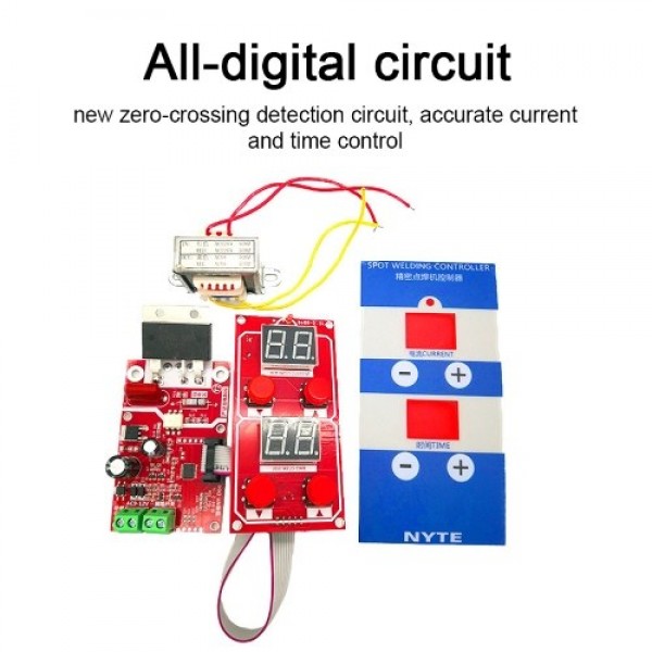 NY-D04 Dual Displays Spot Welding Machine Transformer Controller Control Panel Board Time Current Adjustable 100A/40A Optional