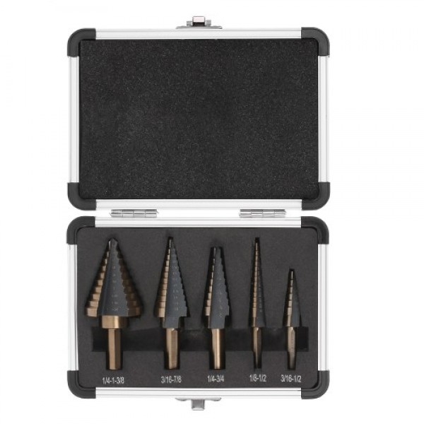 5pcs High Speed Steel 4241 Step Drill Bit Set Kit ...