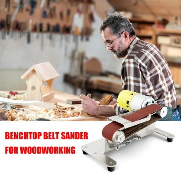 Mini Belt Sander Electric Edge Sharpener with Adjustable Workbench 7 Variable Speed 10 Sanding Belts Sanding Polishing Grinding 