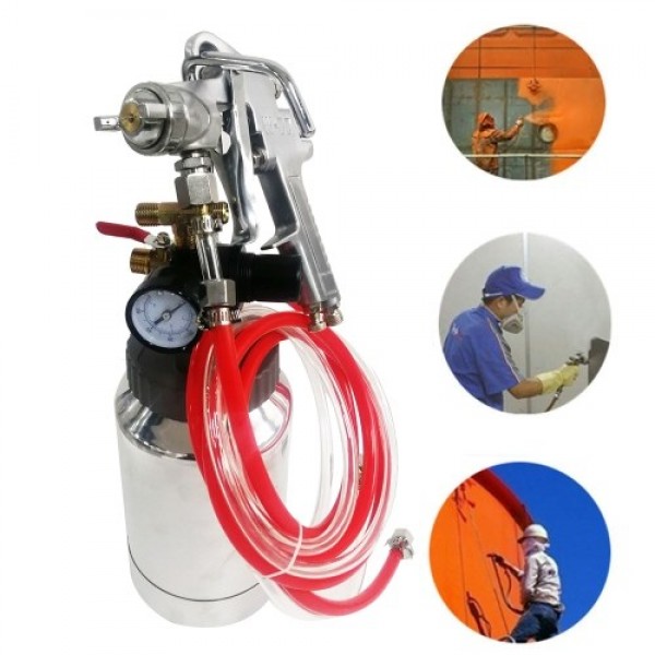 2L Pressure Pot Tank with Air Spray Gun and Regulator for Natural Stone Sprayer Putty Sprayer Paint Sprayer (Seal ring color sen