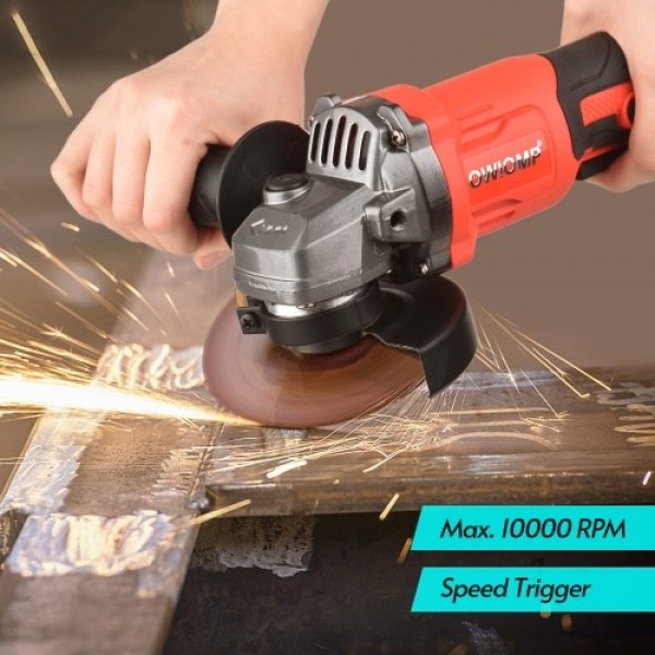 20V Cordless Angle Grinder Electric Angle Grinder Tool 100mm 10000RPM Brushless Motor 2-Position Adjustable Auxiliary Handle Sto