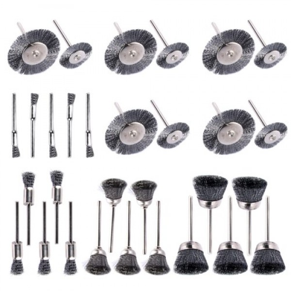 30Pcs Wire Wheel Brushes 3mm Shank Remove Burrs Ru...