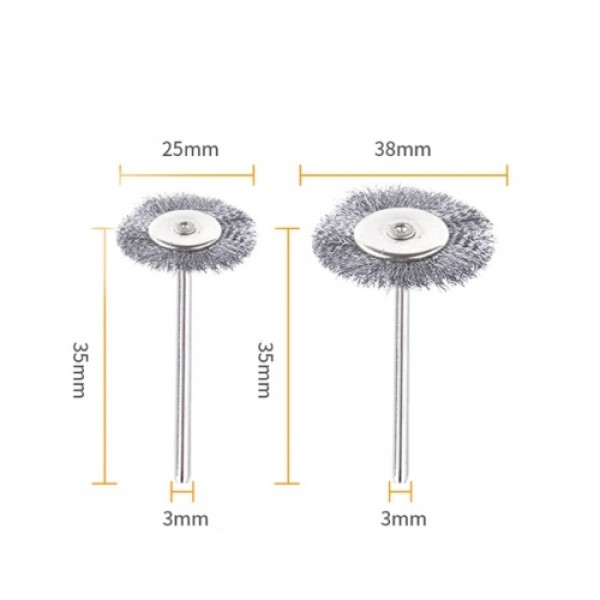 30Pcs Wire Wheel Brushes 3mm Shank Remove Burrs Rust Metal Non-metal Surface Polishing Derusting