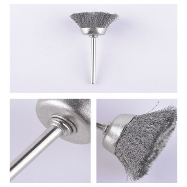 30Pcs Wire Wheel Brushes 3mm Shank Remove Burrs Rust Metal Non-metal Surface Polishing Derusting