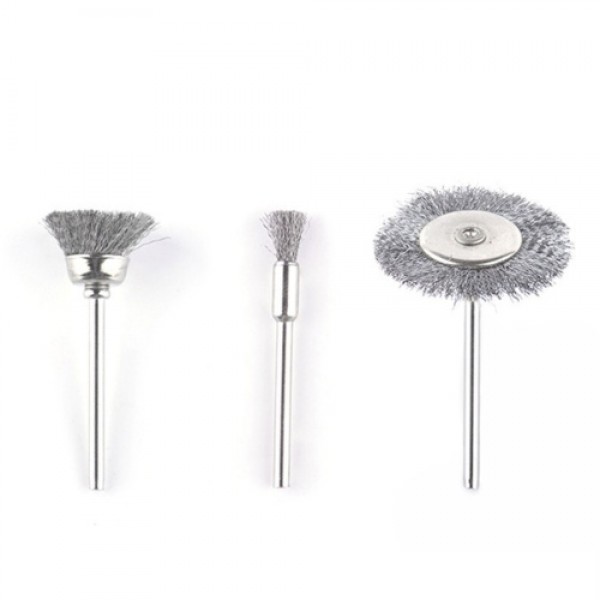 30Pcs Wire Wheel Brushes 3mm Shank Remove Burrs Rust Metal Non-metal Surface Polishing Derusting