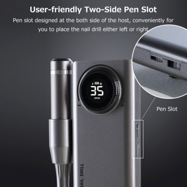 Portable Rechargeable Nail Drill Machine Multifunctional USB Nail Polisher LCD Digital Electric Nail Drill 0-35000RPM Rotate Spe