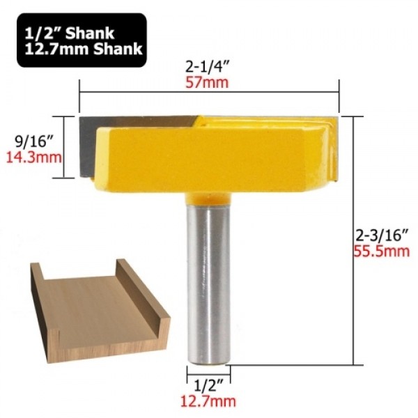 Cleaning Bottom Router Bits with 1/2inch Shank Cutting Diameter for Surface Planing Router Bit