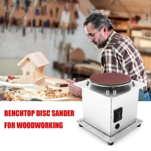 Mini Bench Disc Sander Electric Edge Sharpener 7 Variable Speed 20 Sanding Discs Self-adhesive DIY Benchtop Sanding Polishing Gr