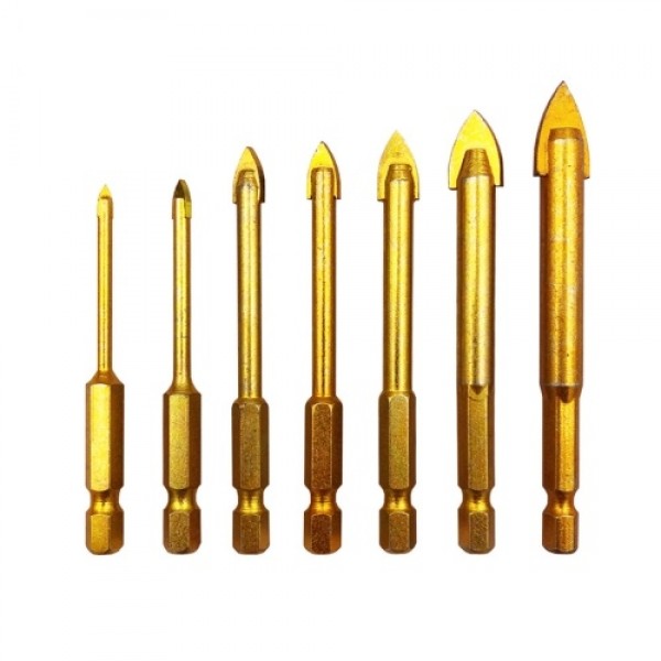 7Pcs Drill Bits Set with 1/4 Inch Hex Shank for Gl...