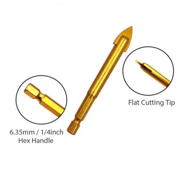7Pcs Drill Bits Set with 1/4 Inch Hex Shank for Glass Ceramic Marble Tile Concrete Wood and Brick Wall Drilling Tool