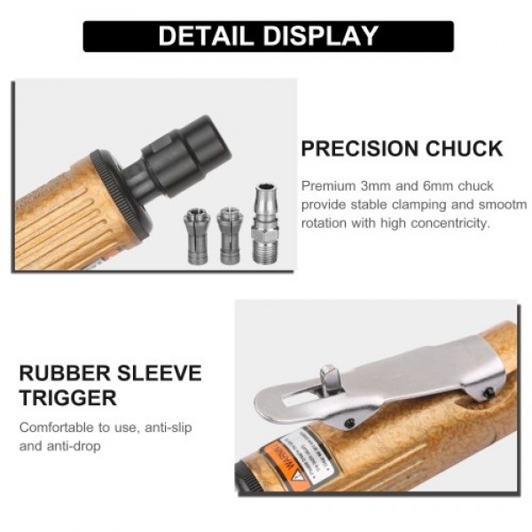 Mini Air Straight Die Grinder Set 25000RPM Pneumatic Air Polishing Rotary Tool Kit