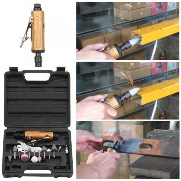 Mini Air Straight Die Grinder Set 25000RPM Pneumatic Air Polishing Rotary Tool Kit