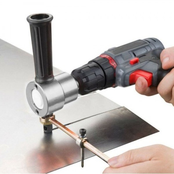 Sheet Metal Nibbler Cutter Double-headed Sheet Cutter Nibbler Drill Attachment for Straight Curve and Circle Cutting
