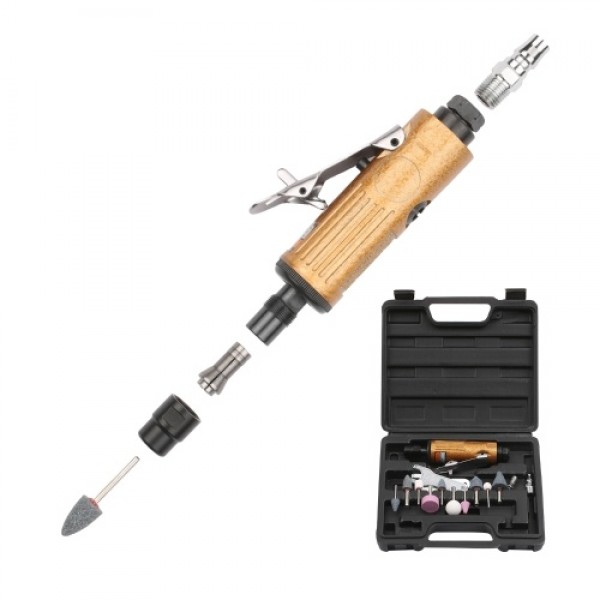 Mini Air Straight Die Grinder Set 25000RPM Pneumatic Air Polishing Rotary Tool Kit