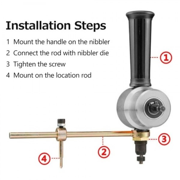 Sheet Metal Nibbler Cutter Double-headed Sheet Cutter Nibbler Drill Attachment for Straight Curve and Circle Cutting