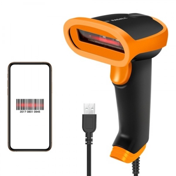 Handheld 1D Barcode Scanner USB Wired Bar Code Reader Manual Trigge Scanning Support Paper Code/Screen Code Compatible with Wind