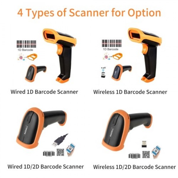 Handheld 1D Barcode Scanner USB Wired Bar Code Reader Manual Trigge Scanning Support Paper Code/Screen Code Compatible with Wind
