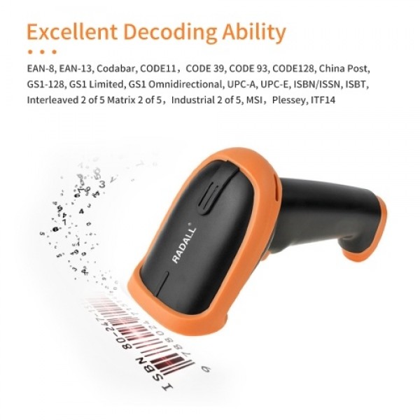 Handheld 1D Barcode Scanner USB Wired Bar Code Reader Manual Trigge Scanning Support Paper Code/Screen Code Compatible with Wind