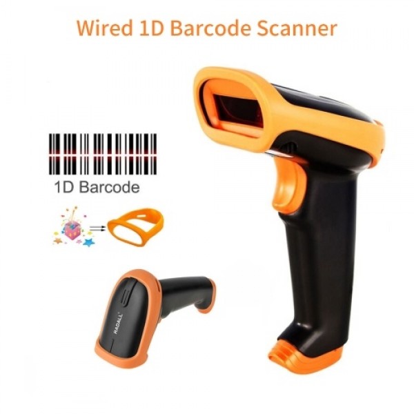 Handheld 1D Barcode Scanner USB Wired Bar Code Reader Manual Trigge Scanning Support Paper Code/Screen Code Compatible with Wind