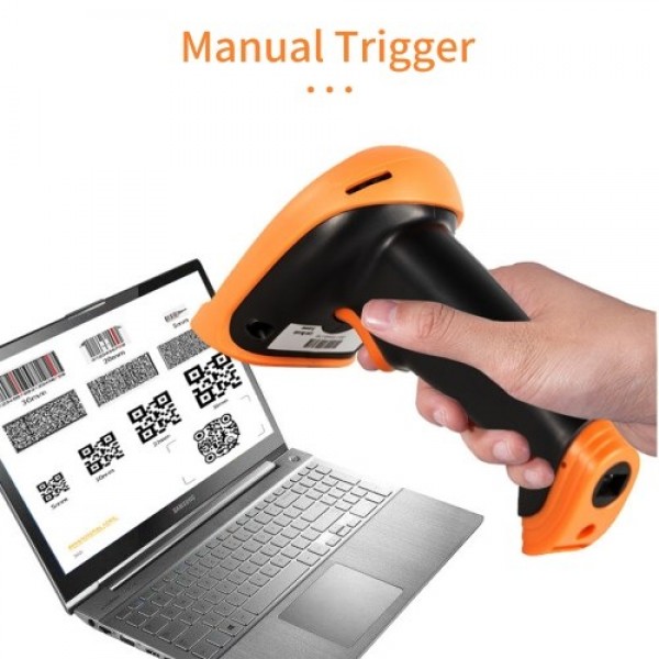 Handheld 1D Barcode Scanner USB Wired Bar Code Reader Manual Trigge Scanning Support Paper Code/Screen Code Compatible with Wind