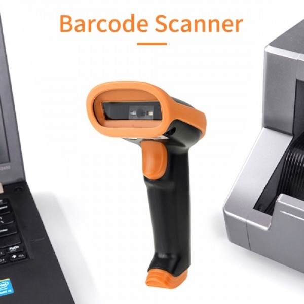 Handheld 1D Barcode Scanner USB Wired Bar Code Reader Manual Trigge Scanning Support Paper Code/Screen Code Compatible with Wind