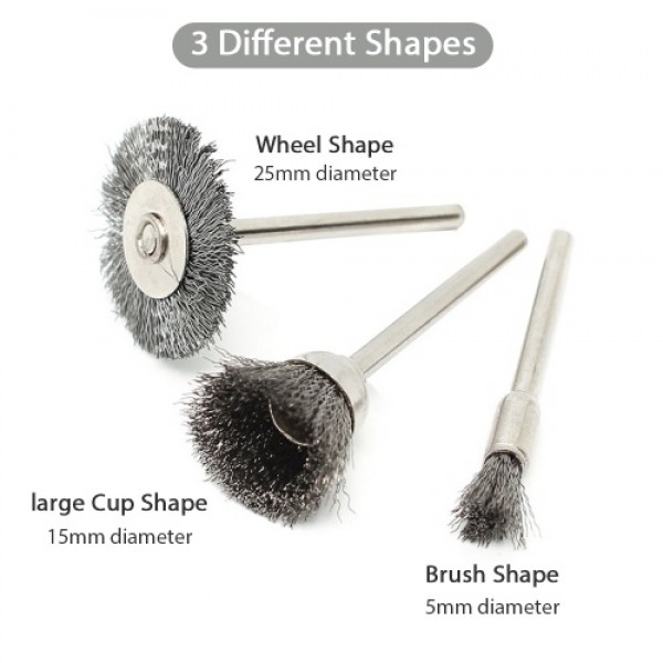45-Pieces Stainless Steel Wire Brush Wheel Set 1/8'' Shank Wire Brush 10/15/25mm Diameter Brush Wheel for Polishing Grinding