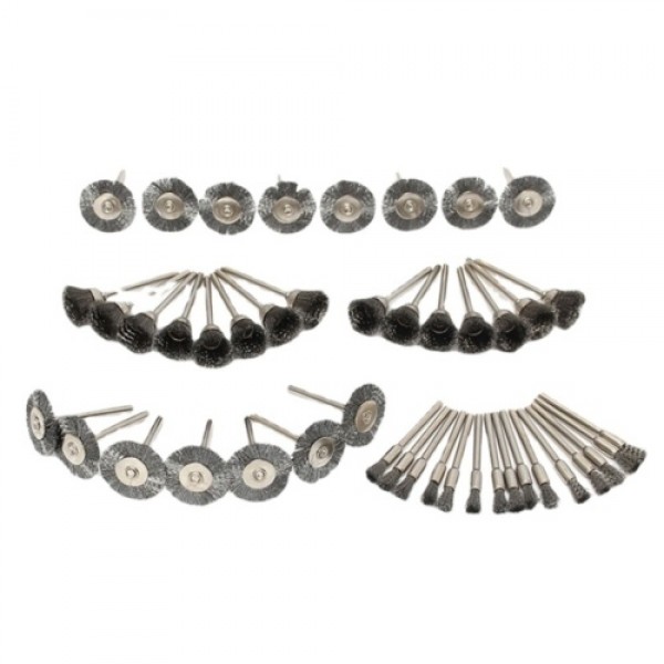 45-Pieces Stainless Steel Wire Brush Wheel Set 1/8'' Shank Wire Brush 10/15/25mm Diameter Brush Wheel for Polishing Grinding