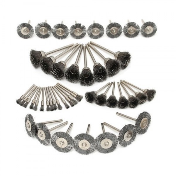 45-Pieces Stainless Steel Wire Brush Wheel Set 1/8...