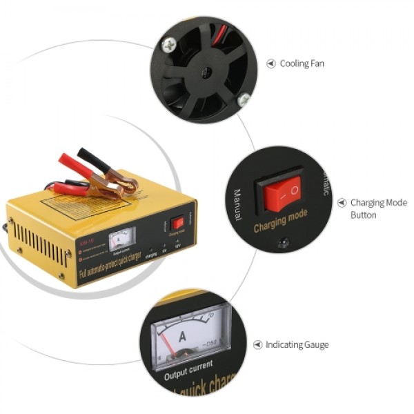 6V/12V 80AH Intelligent Automatic LED Charger Pulse Repair Type Maintainer for Lead Acid Battery and Lithium Battery 120W AC110V