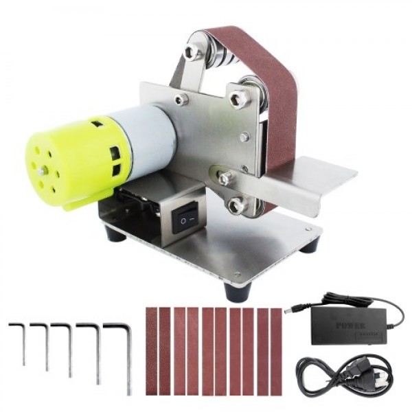 Mini Belt Sander Electric Sanding Polishing Grinding Machine 7 Variable Speed with 10 Sanding Belts for Polishing Wood Acrylic M