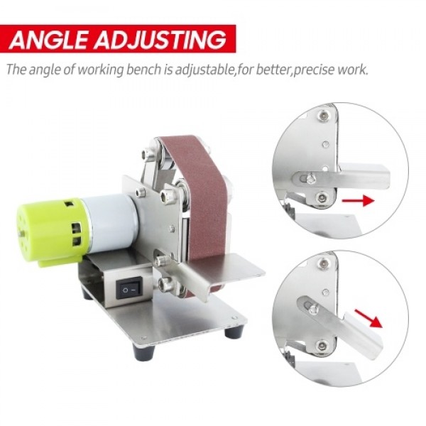 Mini Belt Sander Electric Sanding Polishing Grinding Machine 7 Variable Speed with 10 Sanding Belts for Polishing Wood Acrylic M